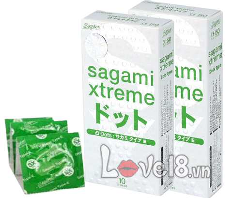 Bao cao su Sagami Xtreme Type E Nhật siêu mỏng hộp 10 cái thoáng nhẹ an toàn 