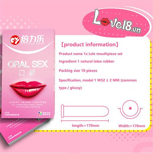 Bao condom Oral Sex dành cho nam CD04 thông tin kích thước