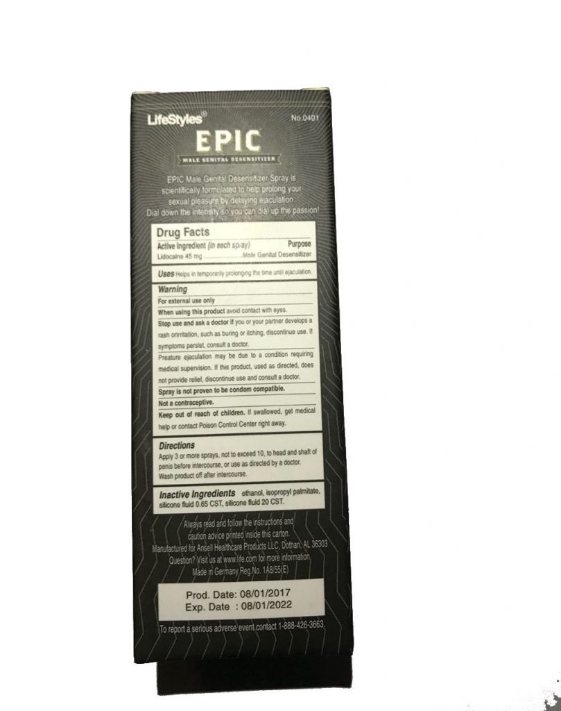 Epic 45ml prolong spray, discreet, delay ejaculation support