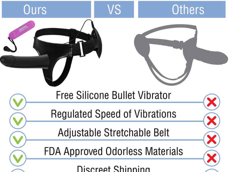 SHP1400 Hollow Strap-On Silicone 20 Frequency Vibrator