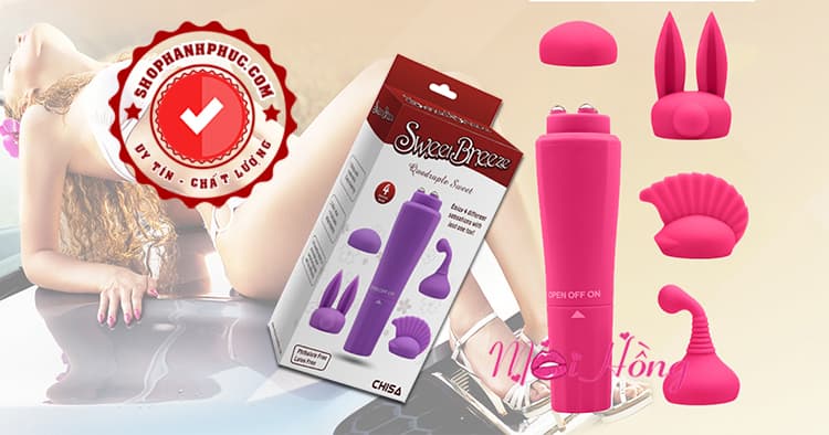 Sweet Breeze máy rung 3 đầu phụ đa năng rung mạnh chống nước cao