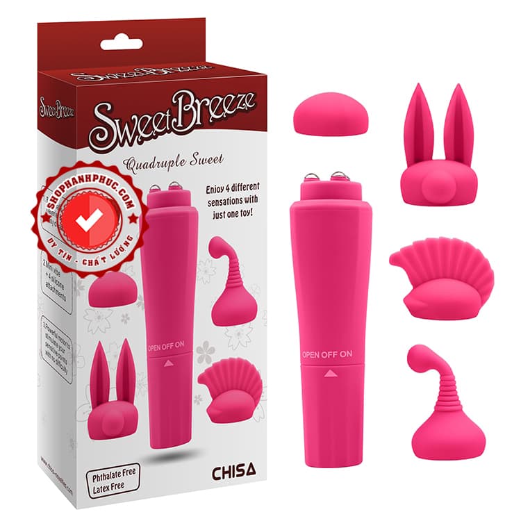Sweet Breeze máy rung 3 đầu phụ đa năng rung mạnh chống nước cao