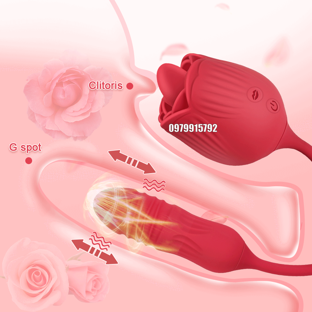 Đồ chơi tình dục bông hoa hồng rung thụt mút nhiệt SHP1335