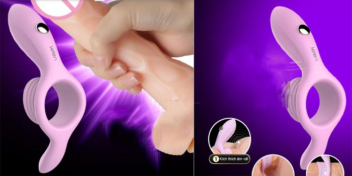 Leten G-Spot Ring Vibrator With Tongue Licking Strap