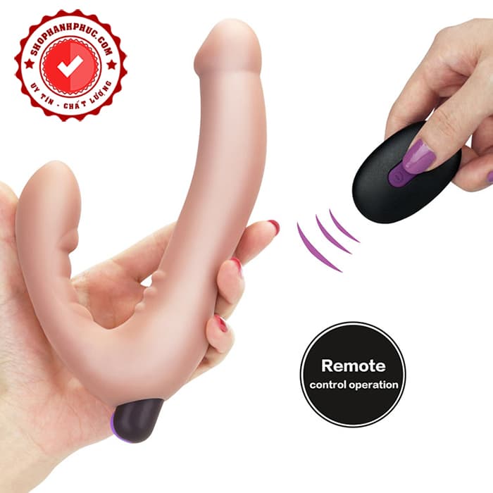 Sextoy 2 Đầu Joy Strapless Silicon Mềm Mại Rung Mạnh Giao Nhanh