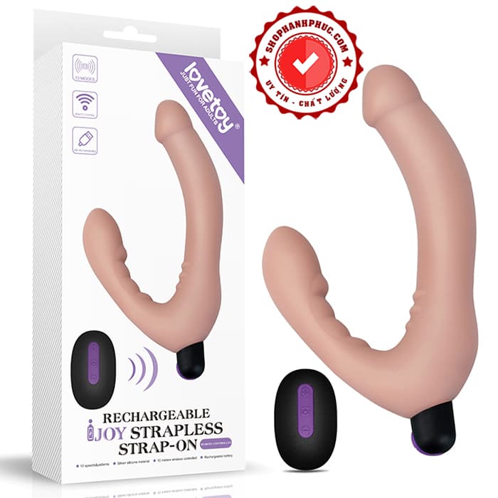 Sextoy 2 Đầu Joy Strapless Silicon Mềm Mại Rung Mạnh Giao Nhanh