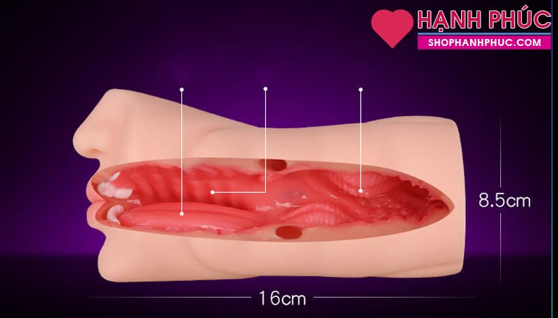 JIUAI Oral 3D âm đạo giả 2 đầu thiết kế độc đáo SHP1011