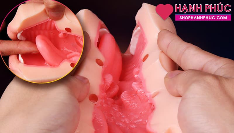 JIUAI Oral 3D âm đạo giả 2 đầu thiết kế độc đáo SHP1011