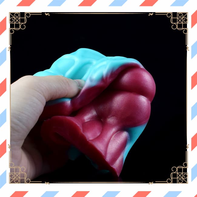 Premium SHP1236 Super Ribbed Red Blue Silicone Cock Sleeve