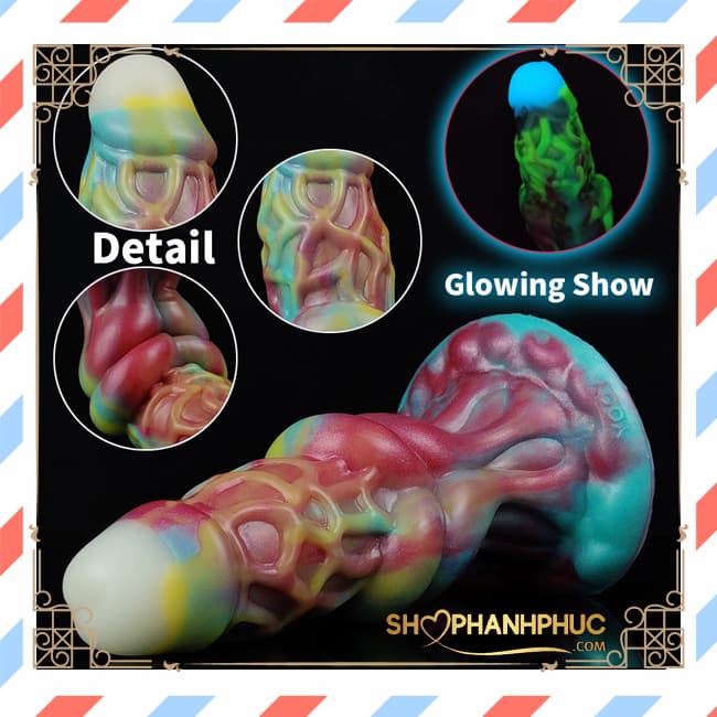 Premium SHP1236 Super Ribbed Red Blue Silicone Cock Sleeve