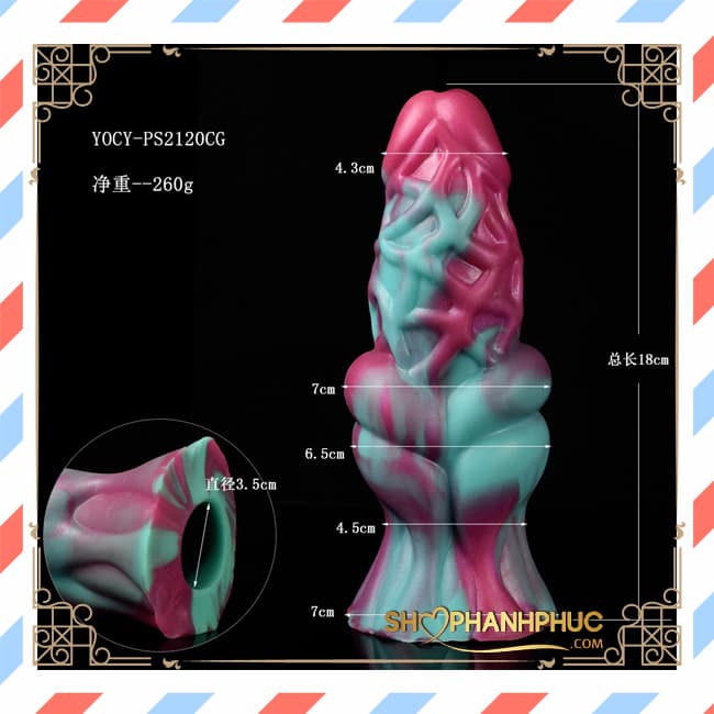 Premium SHP1236 Super Ribbed Red Blue Silicone Cock Sleeve