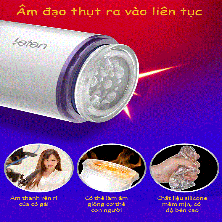 Máy thủ dâm Leten rung thụt âm thanh sưởi ấm silicon mềm mại