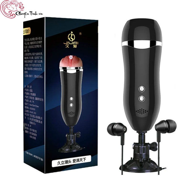 Âm đạo giả gắn tường rung rên JIUAI silicone cao cấp 360 độ xoay 