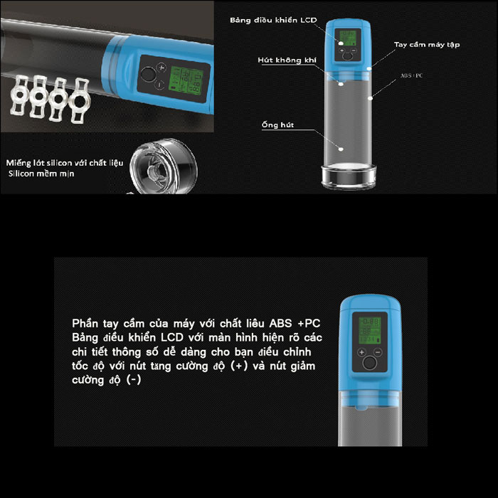 Máy tập tăng kích thước dương vật tự động, LCD sắc nét, hiệu quả nhanh