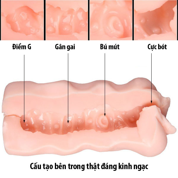 Âm Đạo Bơm Hơi Bú Mút Như Thật Silicon T-Skin An Toàn 16cm