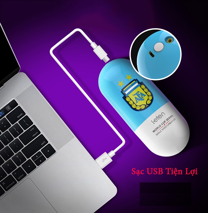 Cốc thủ dâm Leten Football rung mạnh sạc điện tiện lợi