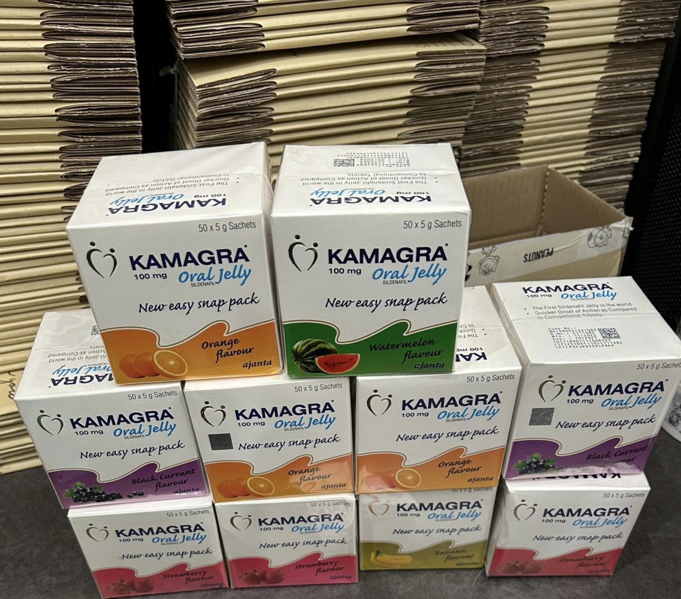 Kamagra Oral Jelly 100mg hộp 50 gói thạch trái cây tăng cường sinh lý