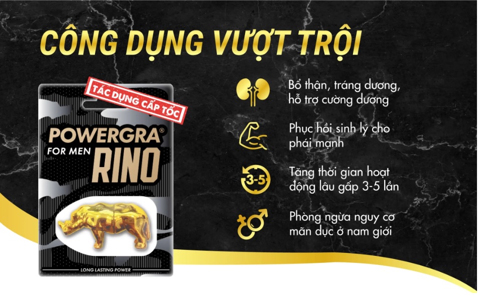 Powergra Rino For Men thuốc cường dương tăng cường sinh lực mạnh mẽ