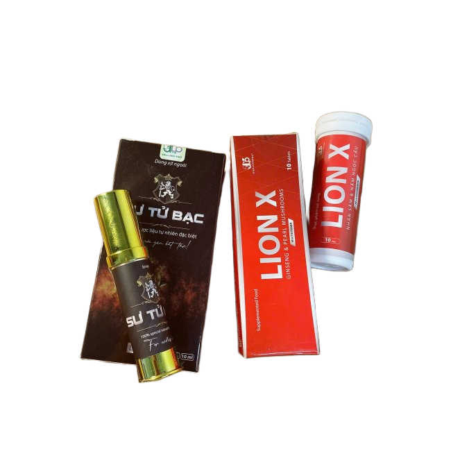 Combo xịt kéo dài thời gian và viên ngậm sư tử bạc Lion X tăng hưng phấn 