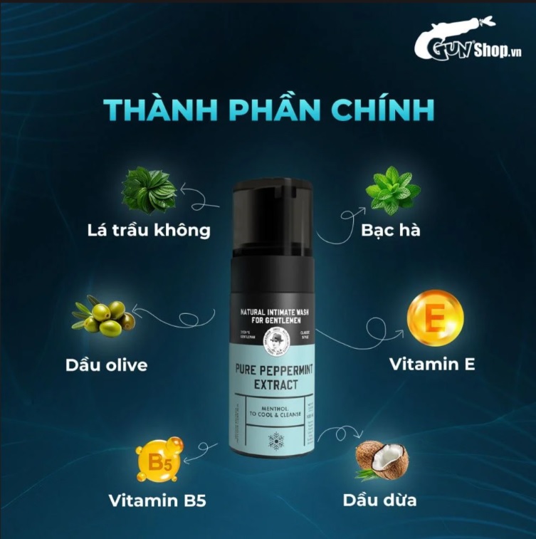 Dung Dịch Vệ Sinh Nam Shell Pure Bạc Hà Mát Lạnh Sạch Khuẩn
