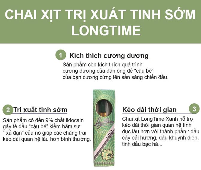 Chai xịt Long Time chống xuất tinh sớm kéo dài quan hệ hiệu quả