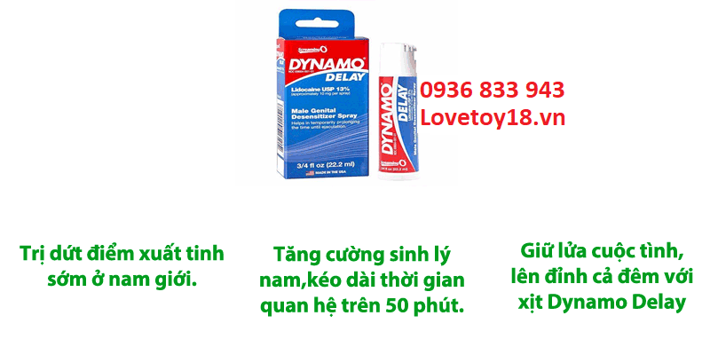 Chai xịt Dynamo Delay kéo dài thời gian, chống xuất tinh sớm hiệu quả