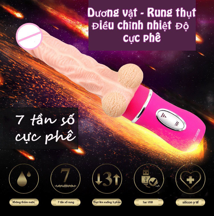 Dương vật silicon rung thụt cao cấp điều chỉnh nhiệt độ mạnh mẽ