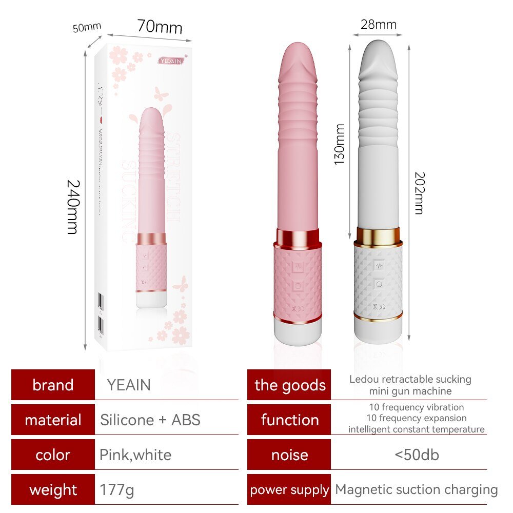 Yeain 2-in-1 Rechargeable Suction Vibrator Pink & White