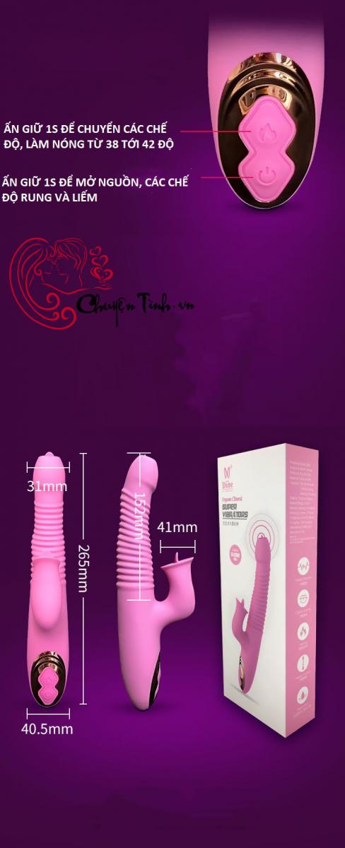 Dương vật giả cao cấp rung thụt liếm nhiệt, kích thích cực đỉnh