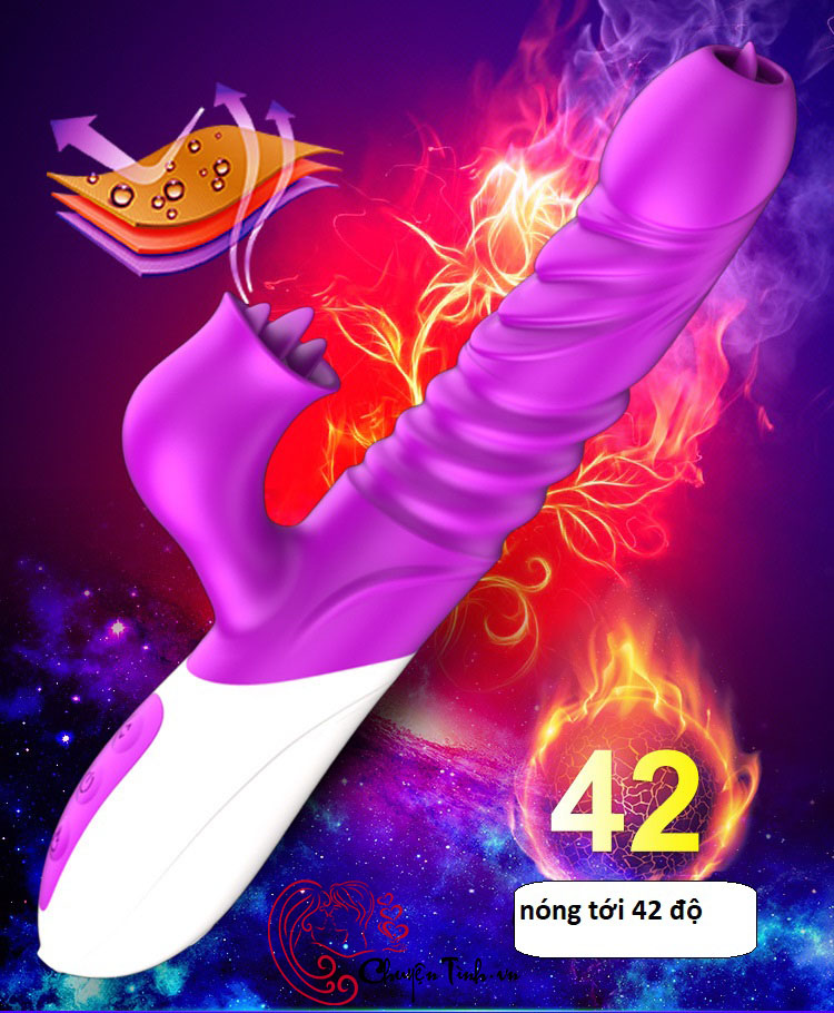 Dương vật giả rung ngoáy thụt nhiệt liếm silicon cao cấp