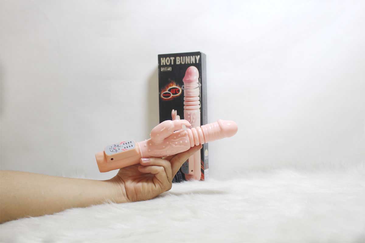 Dương vật giả Hot Bunny rung thụt ngoáy tạo nhiệt silicon mềm
