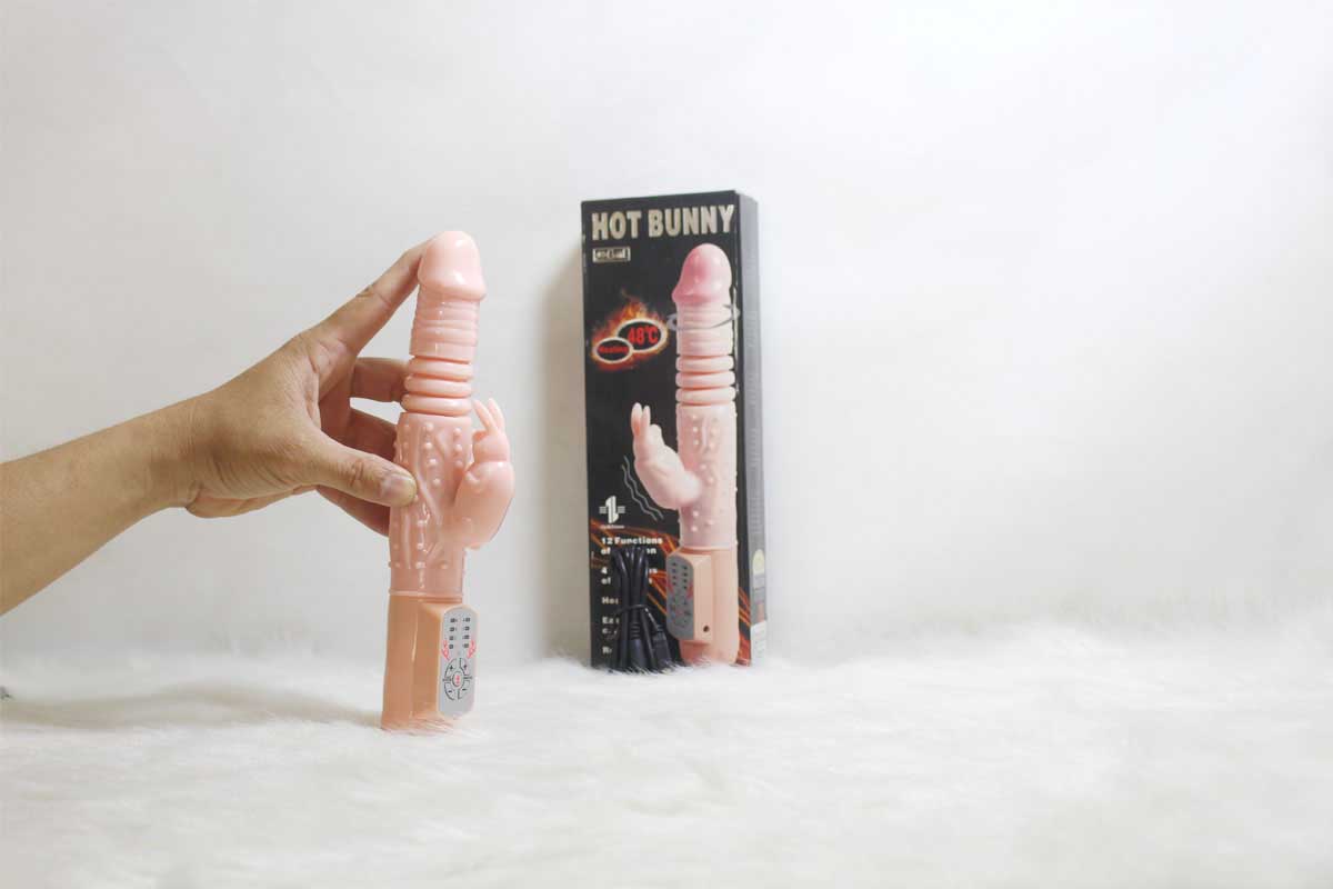 Dương vật giả Hot Bunny rung thụt ngoáy tạo nhiệt silicon mềm