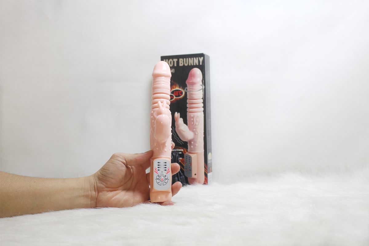 Dương vật giả Hot Bunny rung thụt ngoáy tạo nhiệt silicon mềm