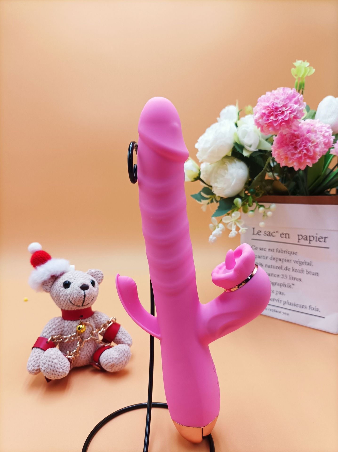 Dương vật giả 3 nhánh rung thụt liếm đa năng chất lượng cao