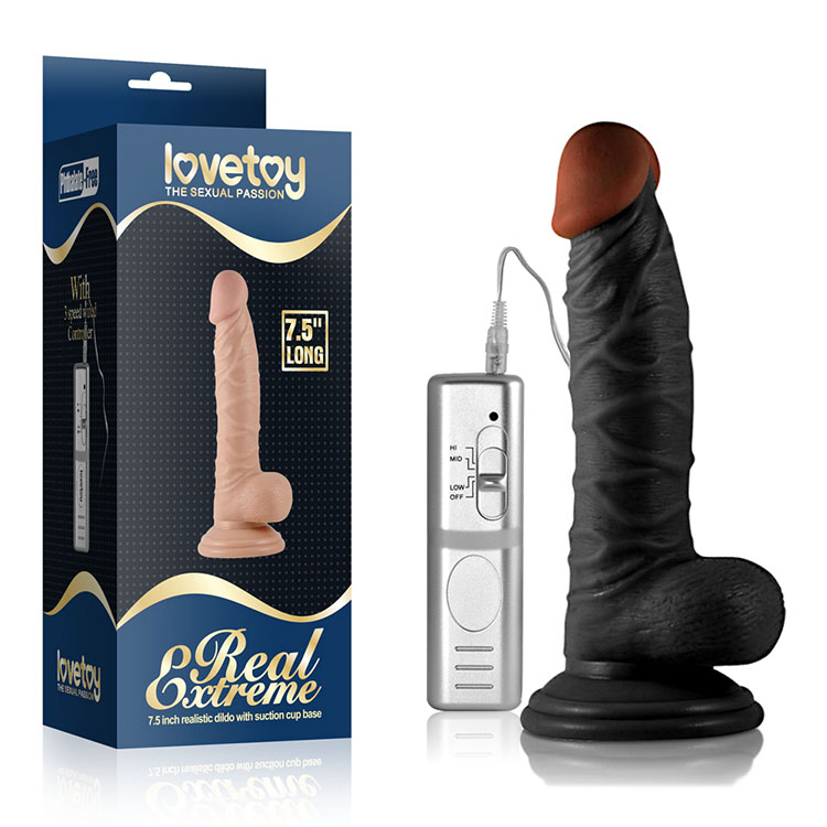 Dương vật silicon gân rung Lovetoy 7.5 inch cao cấp an toàn kích thích điểm G