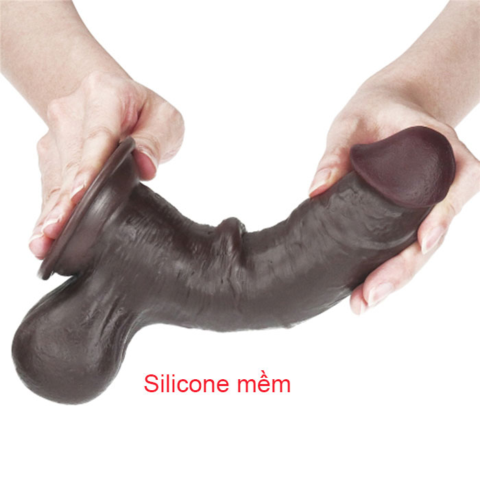 Dương vật giả da đen mềm Lovetoy 7 inch silicon y tế cao cấp an toàn
