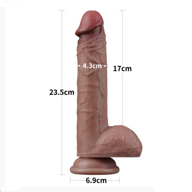 Lovetoy Brown Silicone 9 Inch Soft Realistic Dildo Vibrator