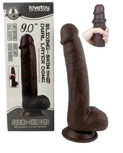 Dương vật giả Lovetoy da đen 9 inch silicon cao cấp mềm mịn