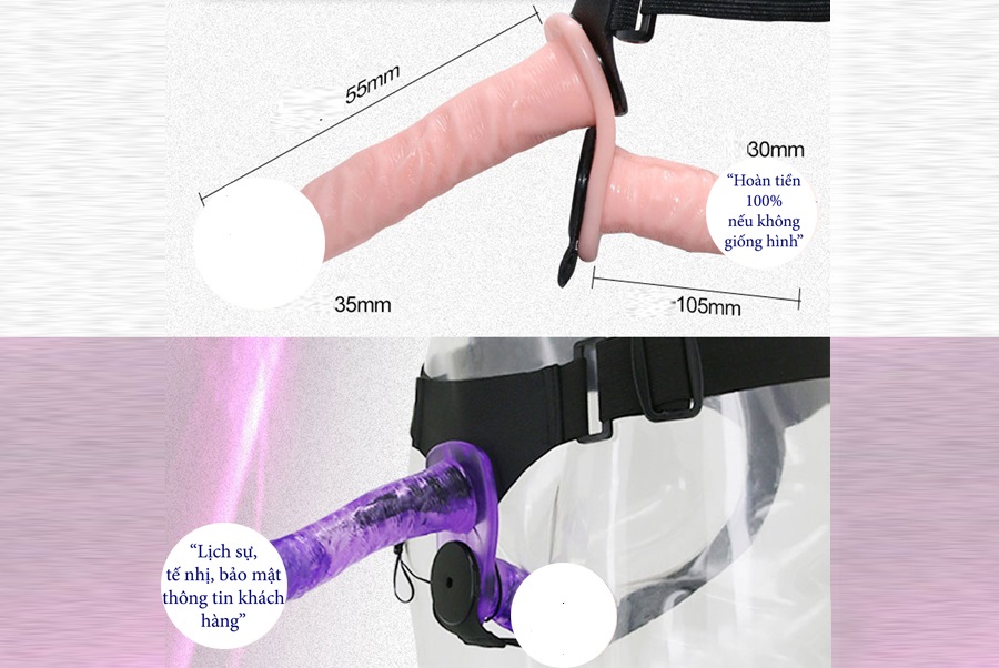 Dương vật giả dây đeo rung 2 đầu kích thích cực đỉnh