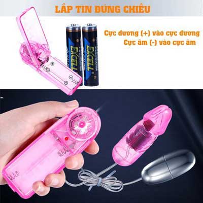 Trứng rung tình yêu inox 2 đầu Baile pin AA set 2 sắc bạc cao cấp