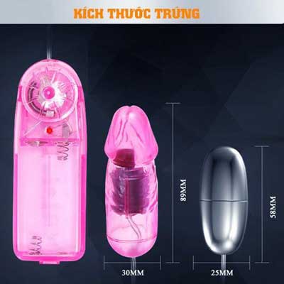 Trứng rung tình yêu inox 2 đầu Baile pin AA set 2 sắc bạc cao cấp