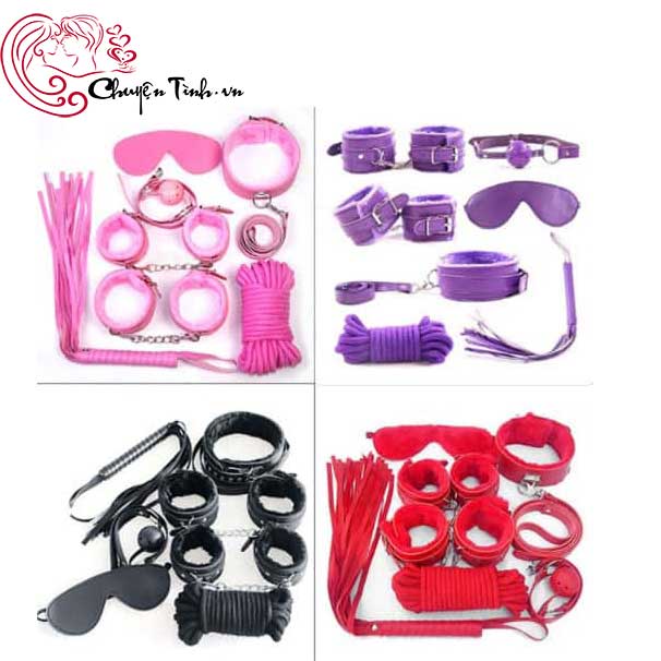 Bộ đồ chơi BDSM da inox 7 món đa màu sắc sang trọng mới 