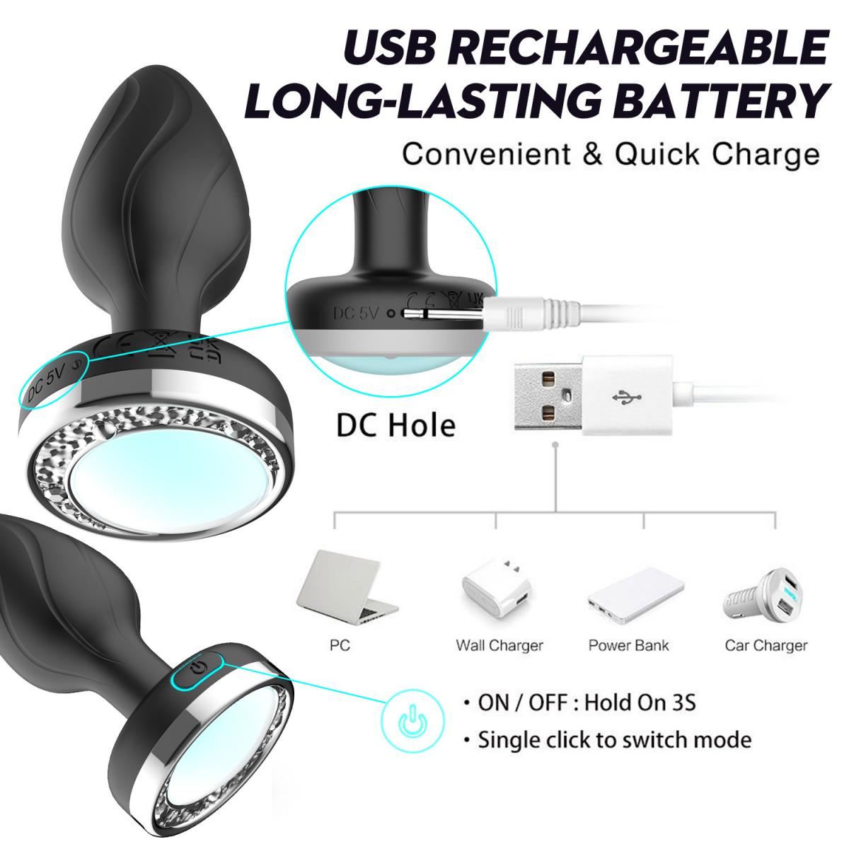 Phích Cắm Hậu Môn Rung Kích Thích Điều Khiển Led Siêu Sướng