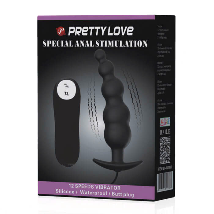Dụng cụ hậu môn Pretty Love hạt me 12 chế độ rung mạnh mẽ

