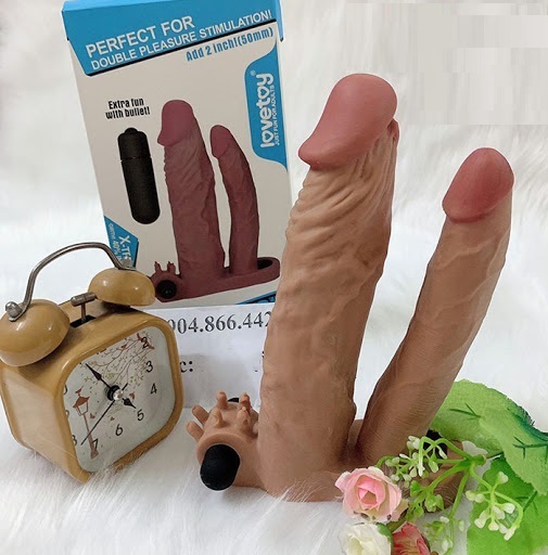 Bao Đôn Lovetoys 2 Nhánh Có Rung Silicon TPE Kích Thích 3 Điểm