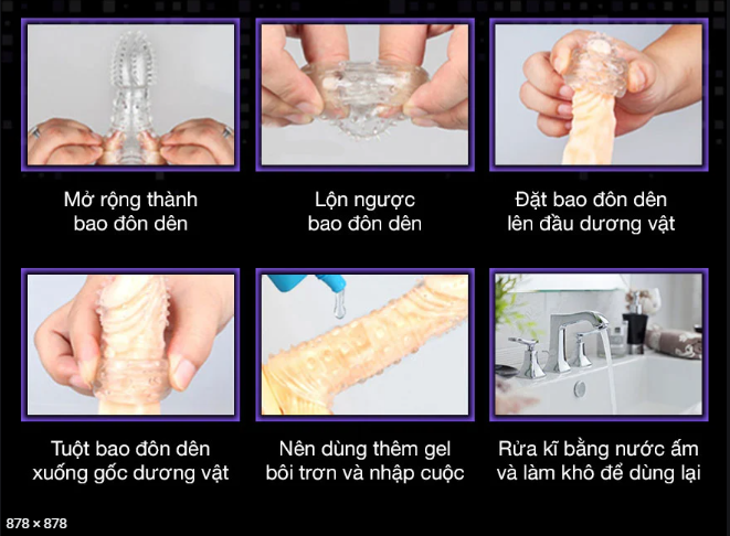 Bao Cao Su Đôn Dên Đầu Rồng Rung Gai Tăng Khoái Cảm Cao