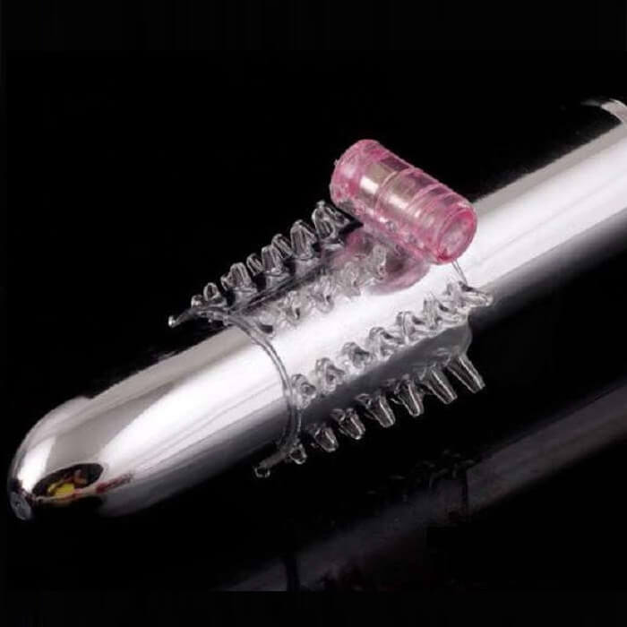 Silicone Vibrating Ribbed Condom Mid-Length Pleasure