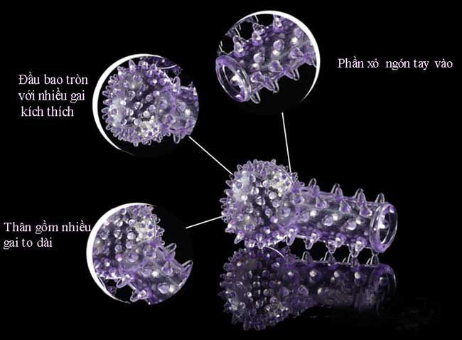 Bao cao su đôn dên ngón tay silicon gai massage điểm G tăng hưng phấn