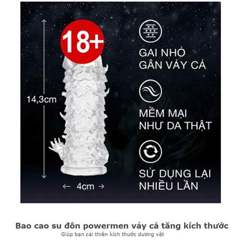 Bao cao su đôn dên vảy cá silicon y tế mềm mại tăng kích thước
