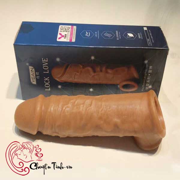 Brown Skin Penis Extender Ribbed Silicone Delay 13.8x3.7cm